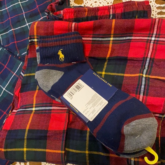 🆕POLO Ralph Lauren Cozy Bundle 🔥Comfy Classy Plaid evening pant & socks. Large - Picture 5 of 8